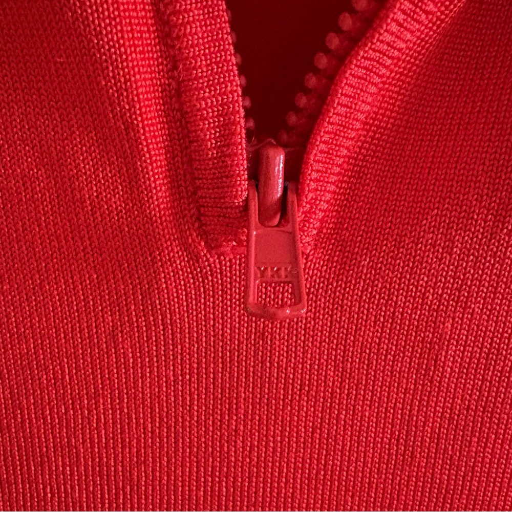 Ganni Red Ribbed Quarter-Zip - Picture 5 of 5